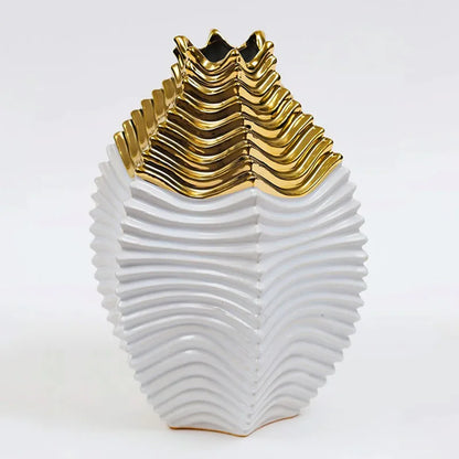 DecorBites™ Fringe Geometry Ceramic Vase Wedding Home Decor Bouquet Flower Pot