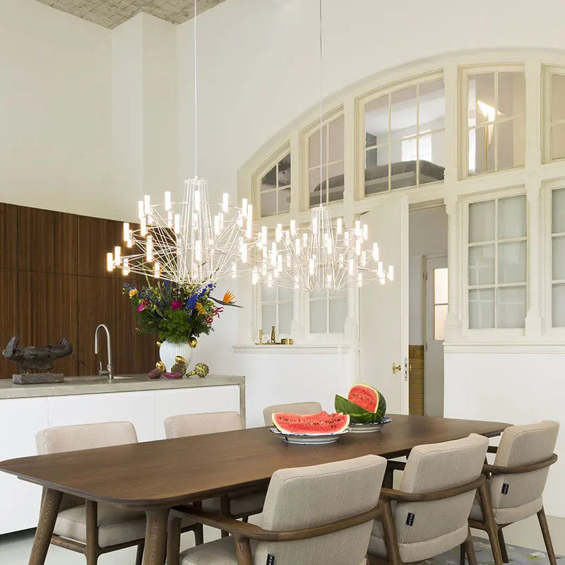 DecorBites™ Luxe Iron Wire Round LED Chandelier for Living & Dining Room