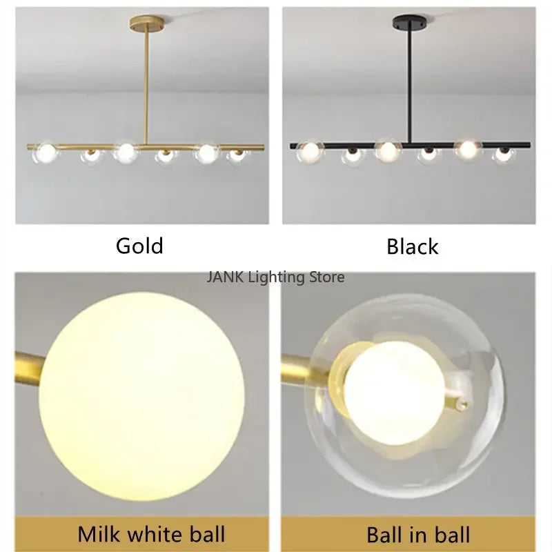 DecorBites™ Glass Ball Chandelier - Modern LED Pendant Lamp for Home Decor