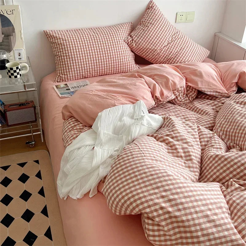™ Japanese Style Cotton Printed 4Pcs Bedding Set with Double-Sided Design