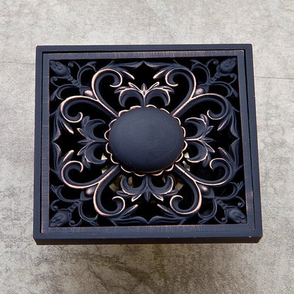 DecorBites™ Black Anti-odor Floor Drain 10x10cm Square Bathroom Shower Hardware