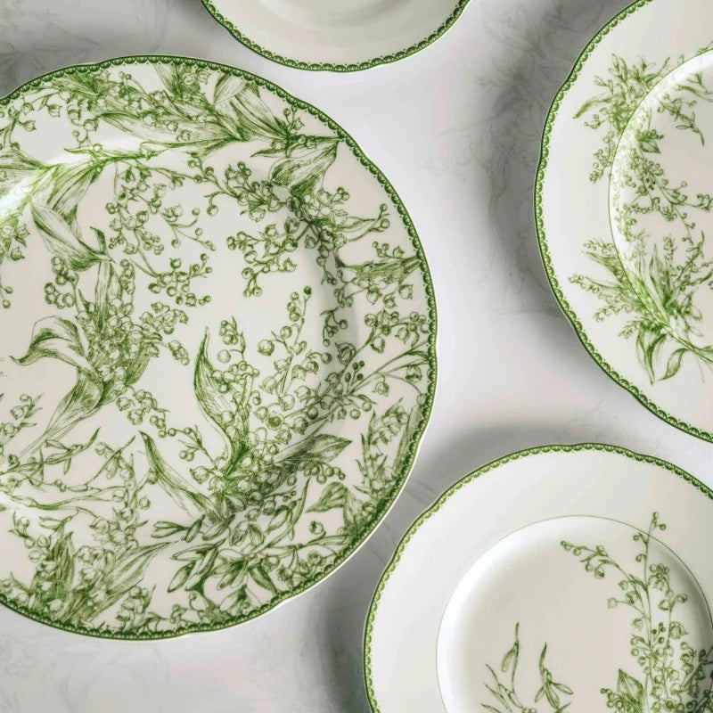 ™ Green Flower Print Dinner Plate