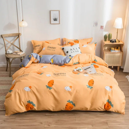 DecorBites™ Cartoon Print Bedding Set - Queen/King Size Duvet Cover, Sheets, Pillowcases