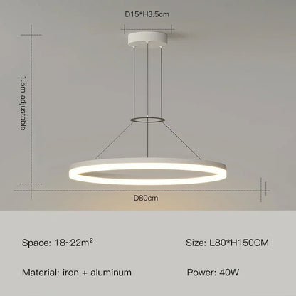 DecorBites™ Black Ring LED Pendant Chandelier for Living Room, Bedroom, Kitchen - Modern Minimalist Lighting
