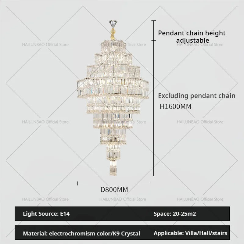 DecorBites™ Crystal Chandelier for Living Room in European Duplex Villa with Post-Modern Hall Luxury