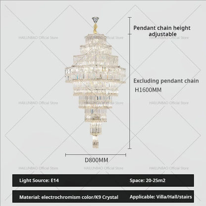 DecorBites™ Crystal Chandelier for Living Room in European Duplex Villa with Post-Modern Hall Luxury