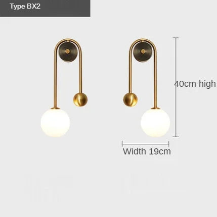 DecorBites™ Glass Ball LED Wall Lamp: Modern Round Gold Iron Light for Bedroom, Living Room