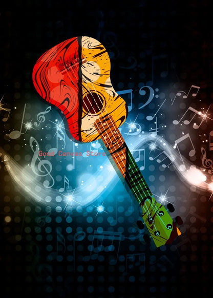 Abstract Electric Guitar Canvas Print - Music Wall Art by DecorBites™