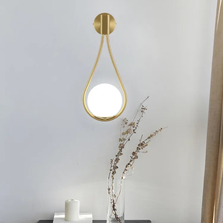 DecorBites™ Glass Ball Golden LED Wall Lamp for Living Bedroom, Minimalist Nordic Design