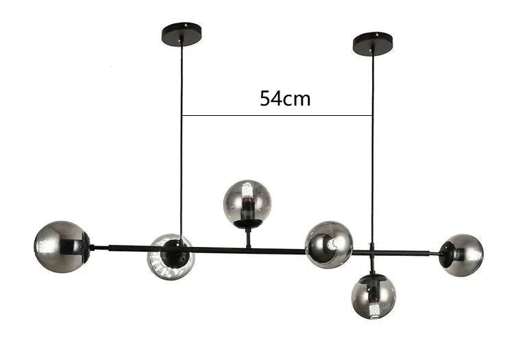 DecorBites™ Brass Chandelier with Black Art Glass Ball - Minimalist Living Room Dining Decor