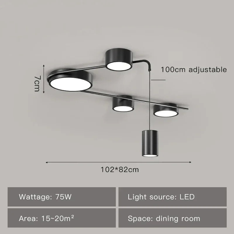 DecorBites™ Black LED Chandeliers for Living Dining Bedroom Hall Kitchen: Modern, Simple Indoor Lighting