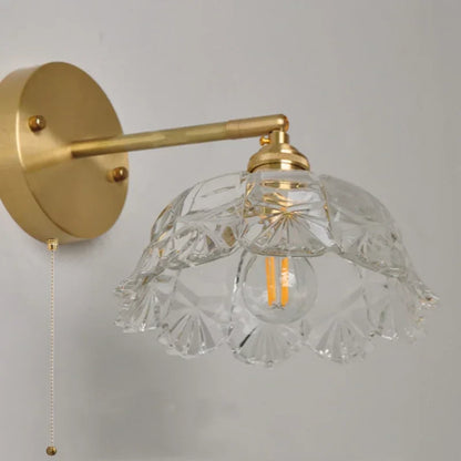 DecorBites™ Clear Glass LED Wall Light with Pull Chain Switch