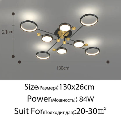DecorBites™ Gold Frame LED Chandelier: Modern Lighting for Living Room, Bedroom - Indoor Fixture & Lustres
