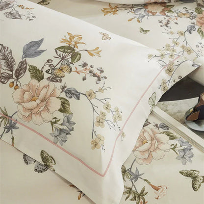 DecorBites™ Butterfly Blooming Flowers Print 100% Egyptian Cotton Bedding Set