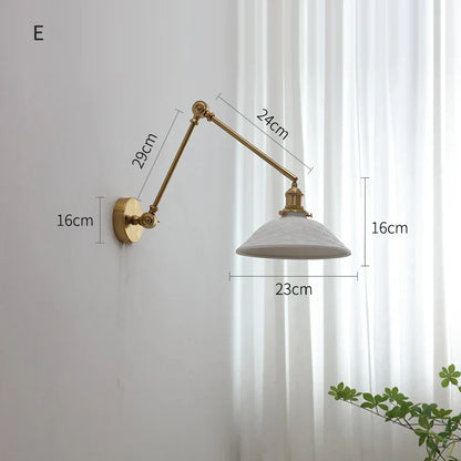 DecorBites™ Copper Swing Arm Wall Lights Sconce Up Down LED Modern Ceramic Lampshade