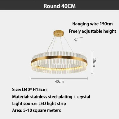 DecorBites™ Crystal Ring Chandelier LED Pendant Light Fixture