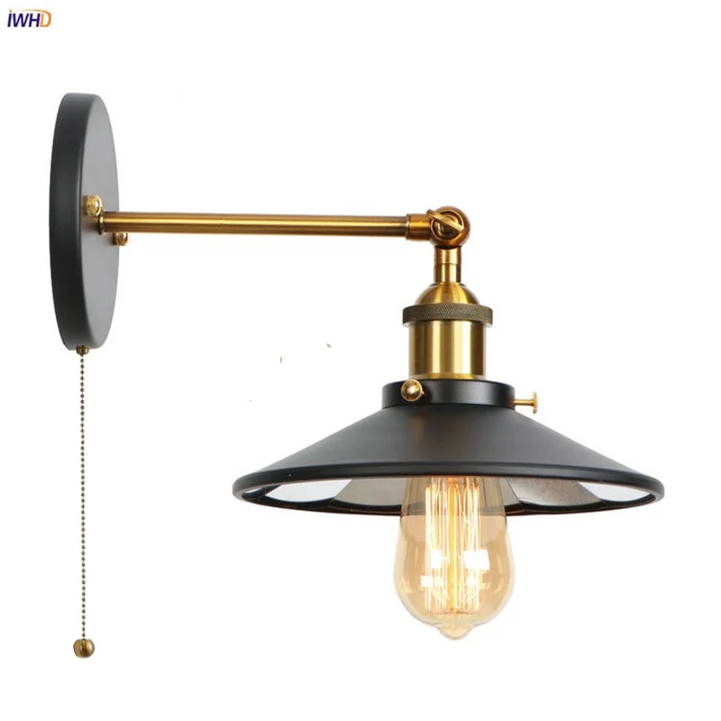 ™ Gold Industrial LED Wall Lamp for Loft Stair & Bedroom Lighting