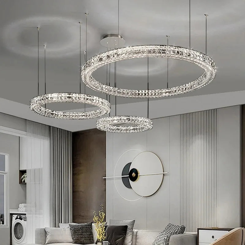 DecorBites™ Crystal LED Chandelier: Modern Luxury Chrome Steel & Clear K9 Crystal Lighting