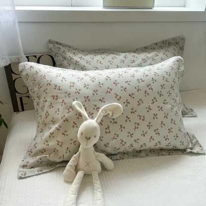 DecorBites™ Korean Floral Cotton Pillowcase 40x60cm, 48x74cm, 50x80cm, Home Cushion Cover