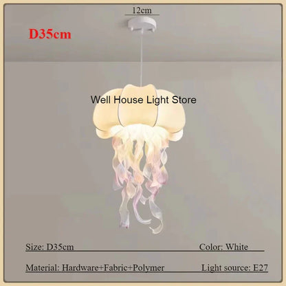 DecorBites™ Jellyfish Silk Chandelier: Romantic Pendant Light for Living Room Bedroom Dining Room