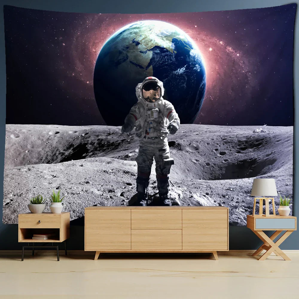 DecorBites™ Astronaut Moon Tapestry Wall Hanging - Boho Hippie Living Room Decor