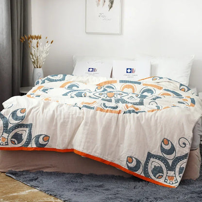 DecorBites™ Cotton Nordic Throw Blanket - Soft Summer Quilt for Single/Double Beds - Boho Home Decor Cover