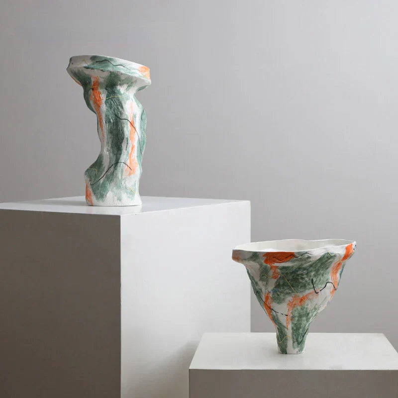 DecorBites™ Abstract Irregular Pattern Ceramic Vase for Home Decoration