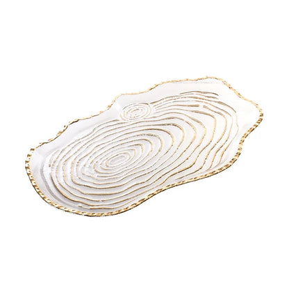 DecorBites™ Gold Foil Glass Tray Geometric Fruit Plate Home Decor Accessory