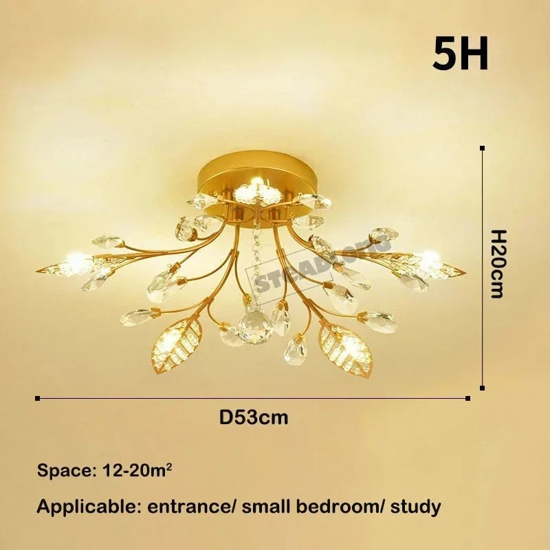 DecorBites™ Crystal Ceiling Chandelier LED Light Fixture for Living Room Bedroom Kitchen