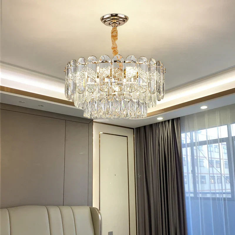 DecorBites™ Crystal Chandelier LED Light: Modern Luxury Restaurant Hall Lighting