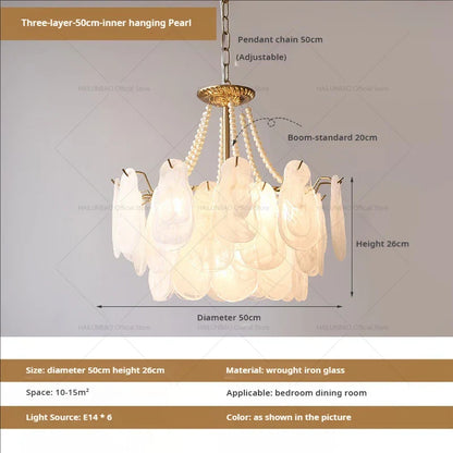 DecorBites™ French Chandelier Garden Light with K9 Crystal | Elegant Pearl Shell Design
