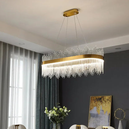 DecorBites™ Gold Crystal Chandelier Dimmable Luxury Pendant Lights for Bedroom & Living Room