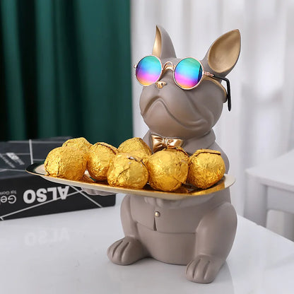 DecorBites™ Bulldog Storage Tray Coin Bank Key Holder Modern Statue Figurine