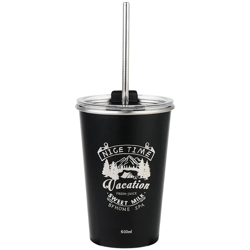 DecorBites™ Bubble Tea Party Cup Set with Lid and Straw, Reusable Sippy Drinkware