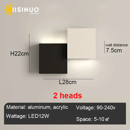 DecorBites™ Geometric LED Wall Sconce Black White Light for Living Room Bedroom Hallway