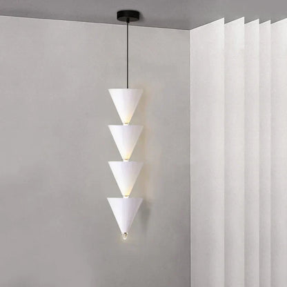 DecorBites™ Cream Bedroom Chandelier: Minimalist Designer Conical Long Line Branched Light Fixture