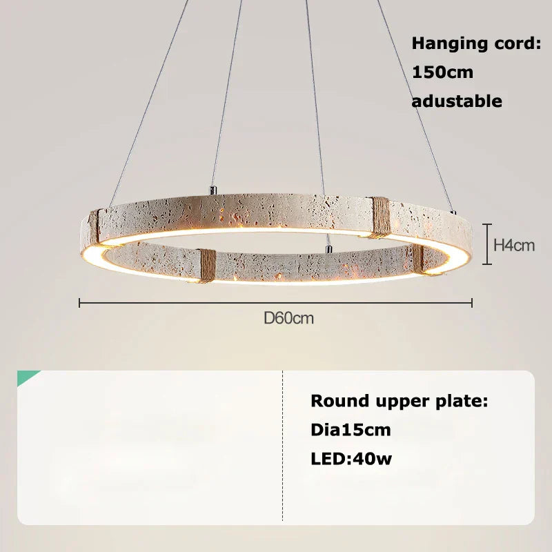 DecorBites™ LED Natural Stone Round Linear Chandelier - Dimmable, Ceiling Hanging Lamps