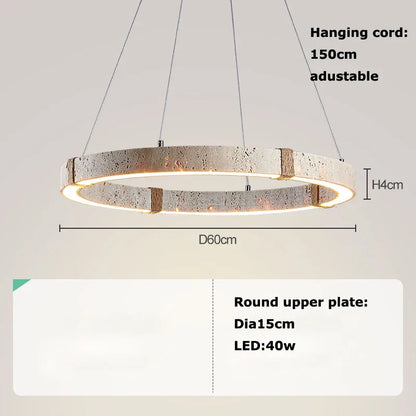 DecorBites™ LED Natural Stone Round Linear Chandelier - Dimmable, Ceiling Hanging Lamps