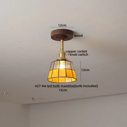 DecorBites™ Amber Glass Copper LED Ceiling Light Fixture for Modern Home Decor