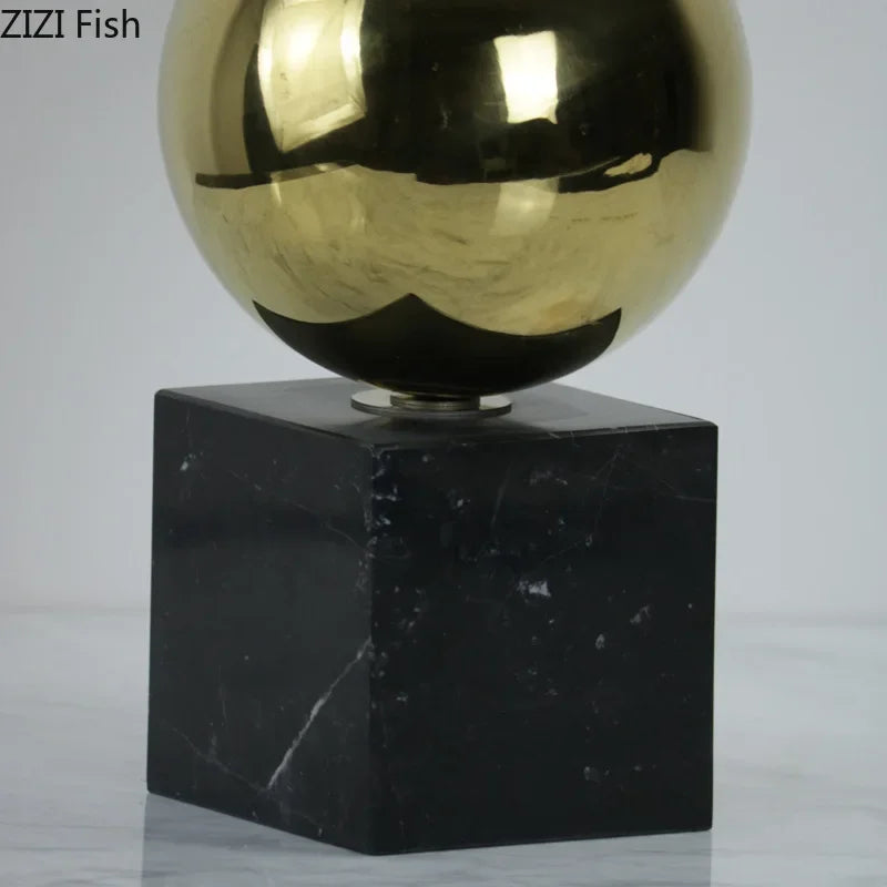 DecorBites™ Golden Balls Geometric Metal Sculpture Room Desk Decoration Ornaments