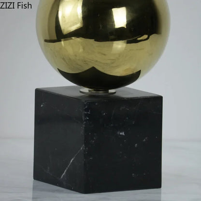 DecorBites™ Golden Balls Geometric Metal Sculpture Room Desk Decoration Ornaments