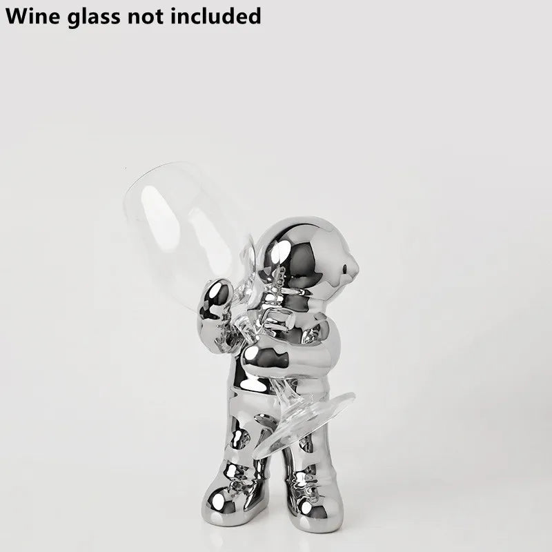 DecorBites™ Astronaut Ceramic Wine Rack: Handmade Bar Accessories, Animal Sculpture Figurine