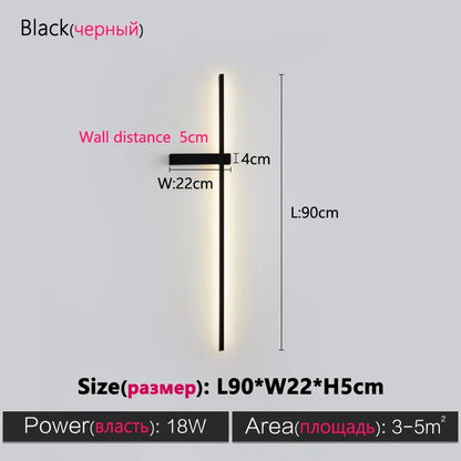 DecorBites™ Black Long Strip Wall Lamp - Modern Minimalist Bedroom Living Room TV Wall Light