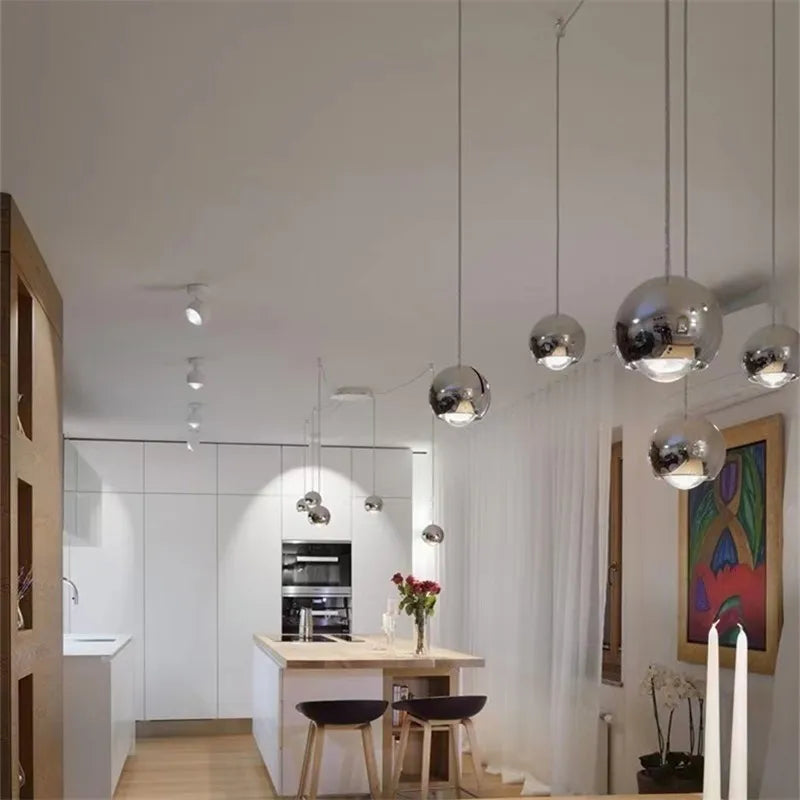 ™ Gold Chrome Ball Pendant LED Light for Kitchen, Bedroom, Dining Room