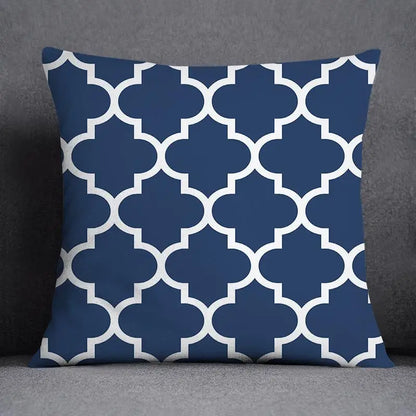 DecorBites™ Blue Geometric Floral Design Pillowcase - Modern Home Decor Cushion Cover