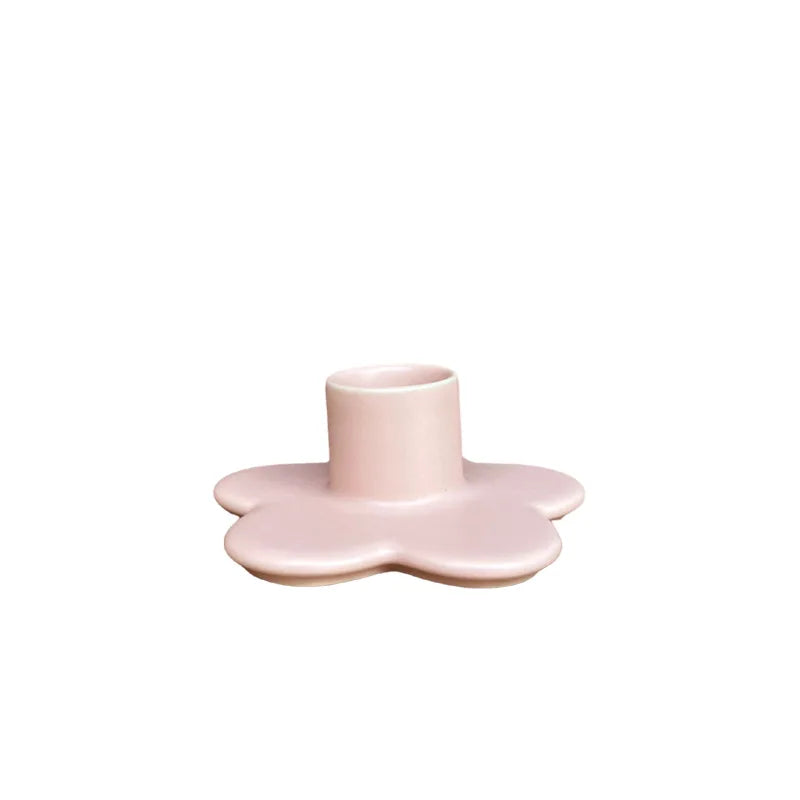 DecorBites™ Cartoon Flower Ceramic Candle Holder Candelabrum Desktop Storage Accessory