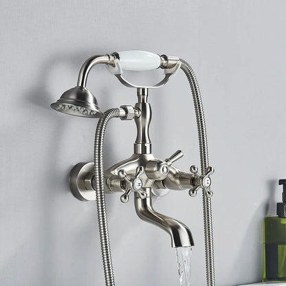 DecorBites™ Golden Black Bathtub Faucet with Hand Shower and Rotate Spout