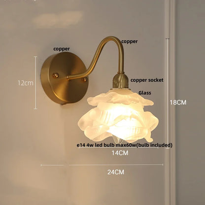 DecorBites™ Brass LED Wall Sconce Clear Glass Pull Chain Switch Modern Vanity Light