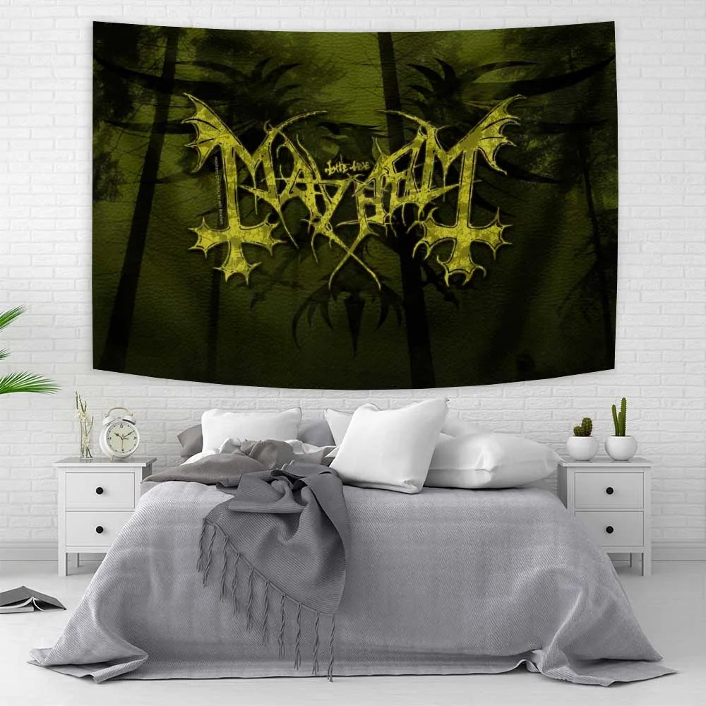 DecorBites™ Black Metal Singer Tapestry Hellhammer Watain Flag Banner 90x150cm