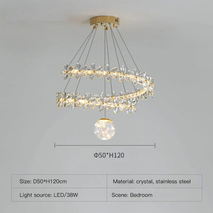 DecorBites™ Gold Crystal Spiral Chandelier LED Pendant Lights for Home Decoration